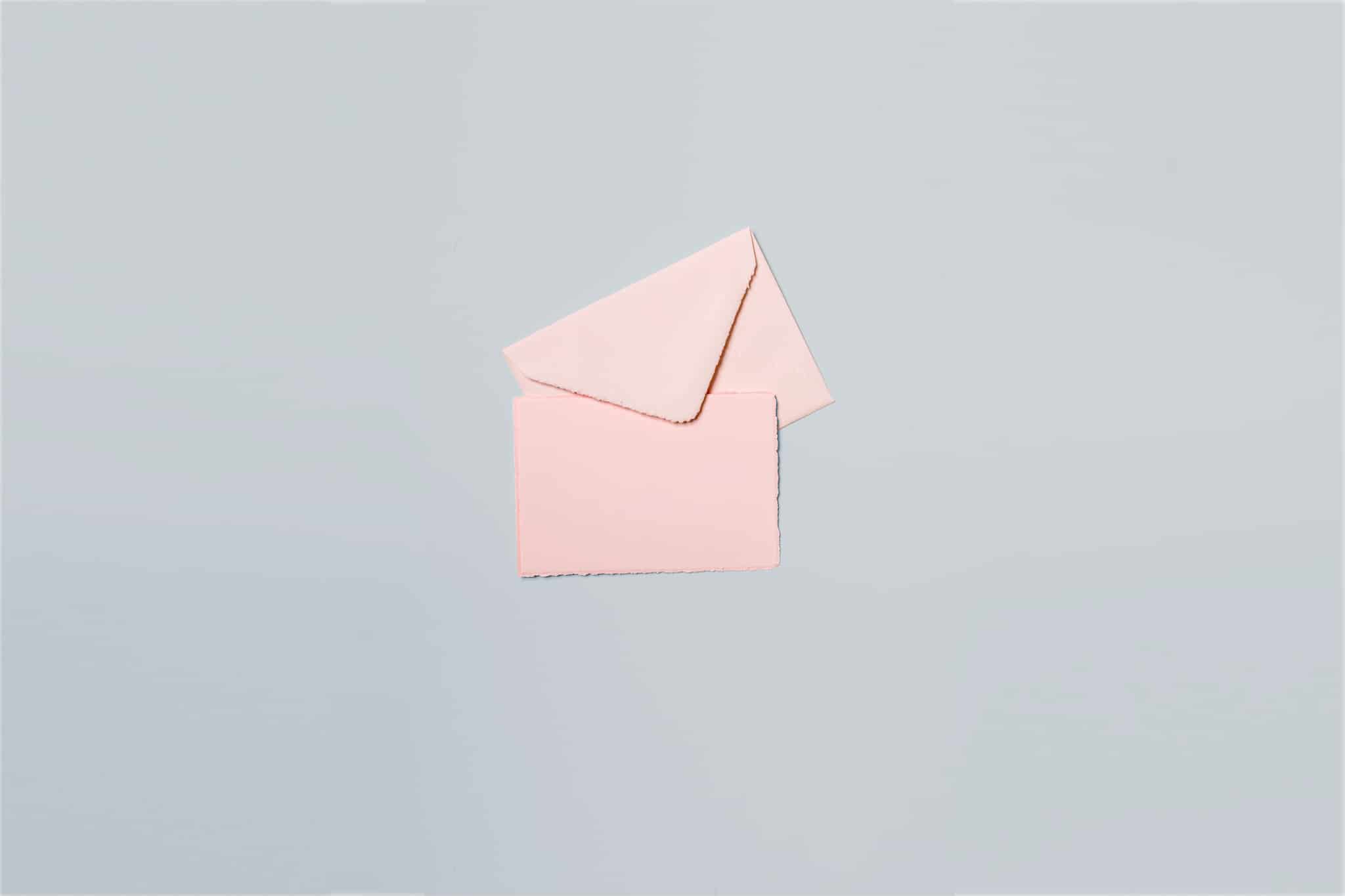 Two Pink Deckled Edge Small Note Cards